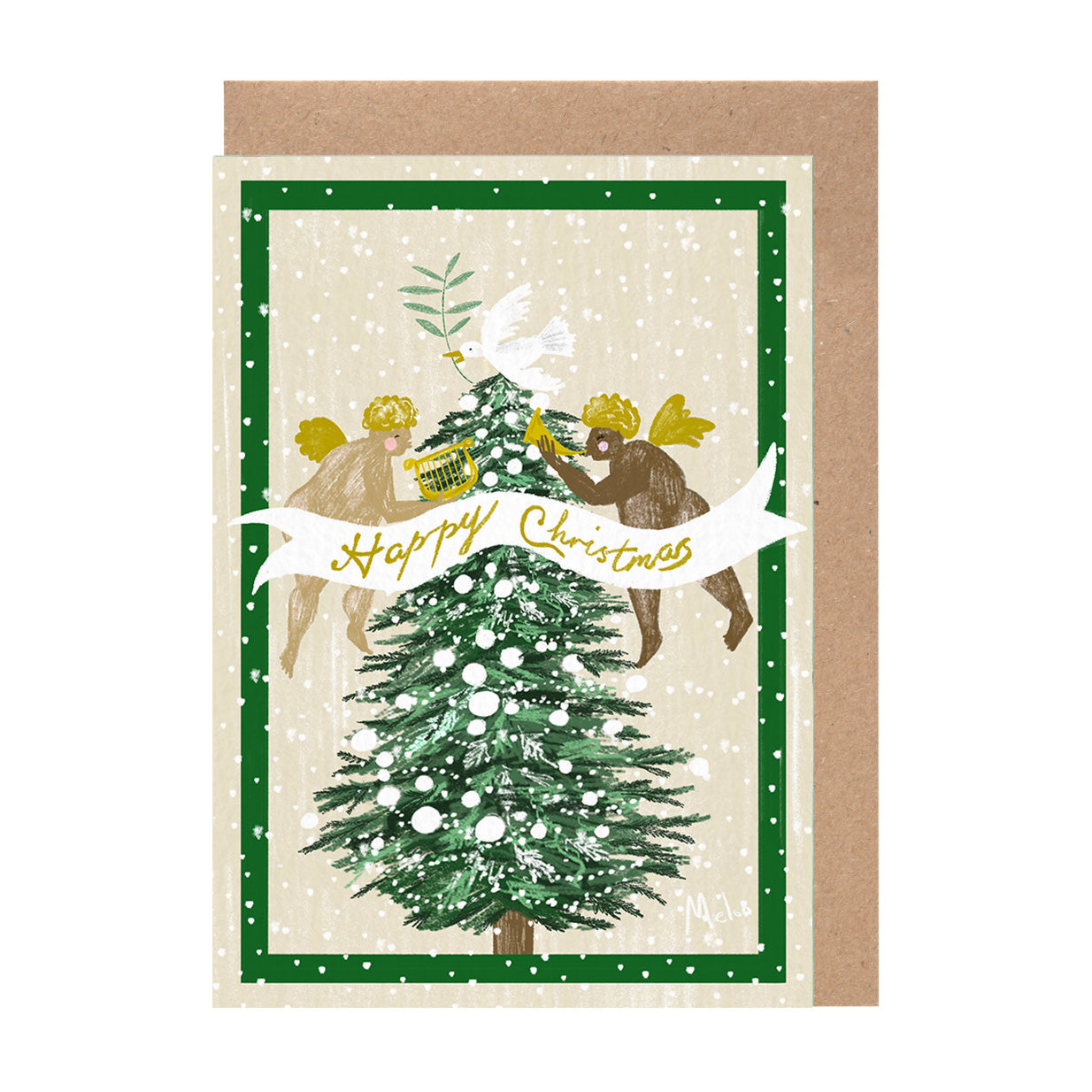 Christmas Tree Card | Funny Green Cherub Holiday Gift
