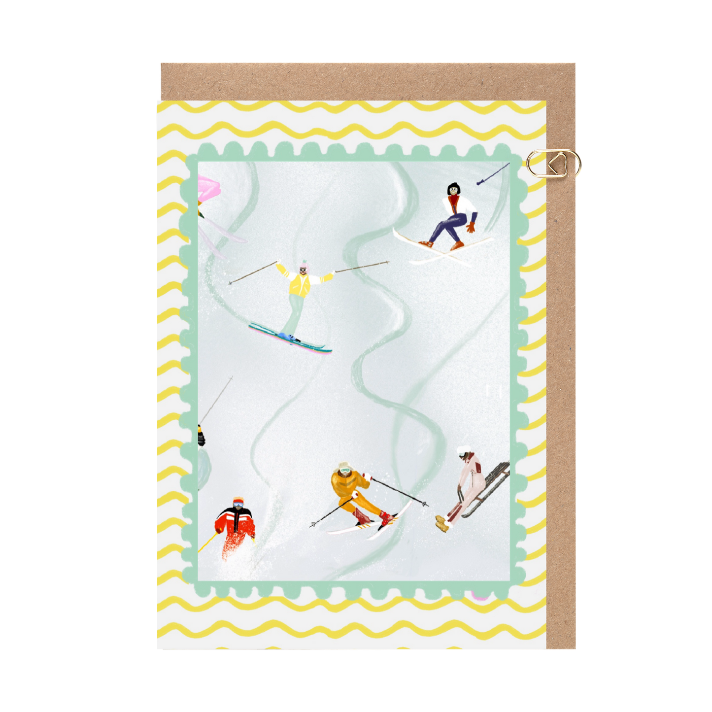 Ski Slope Green Border Card