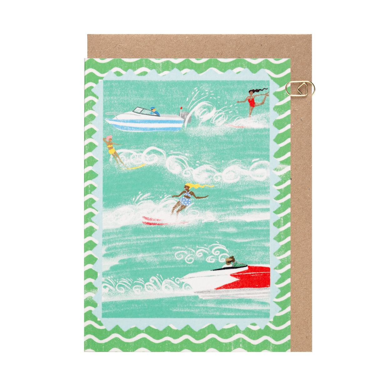 Beach Club Water Ski Wave Border Card
