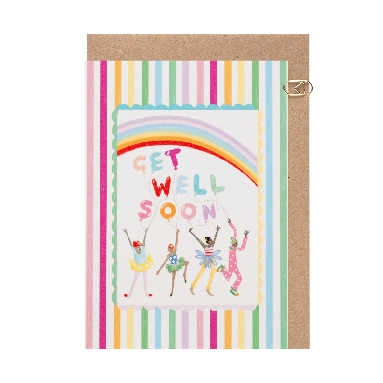 Rainbow Candy Stripe Get Well Soon Card
