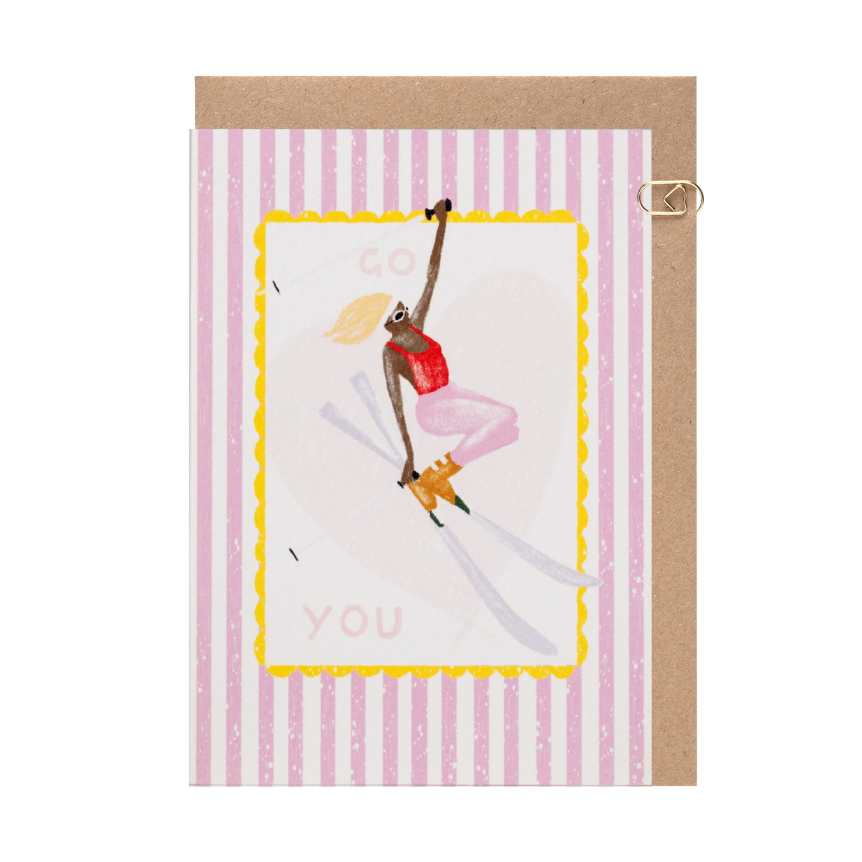 Pink Stripe ‘Go You’ Skier Card