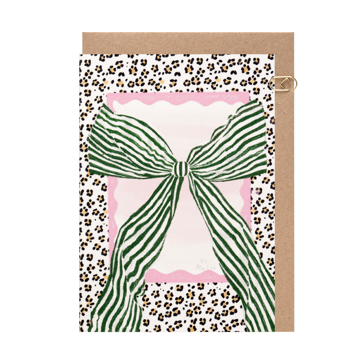Green Stripe Bow Card