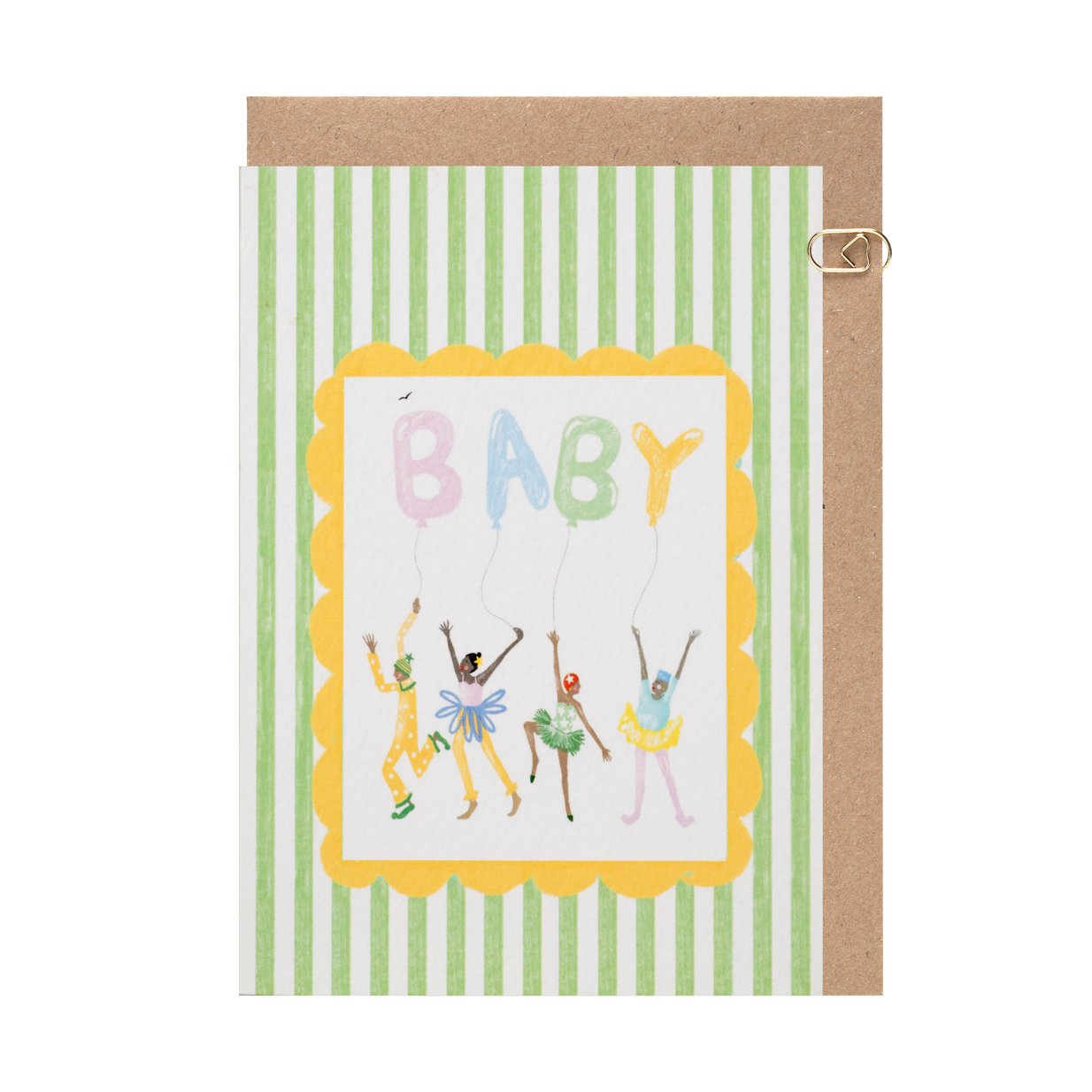 Green Candy Stripe Baby Card