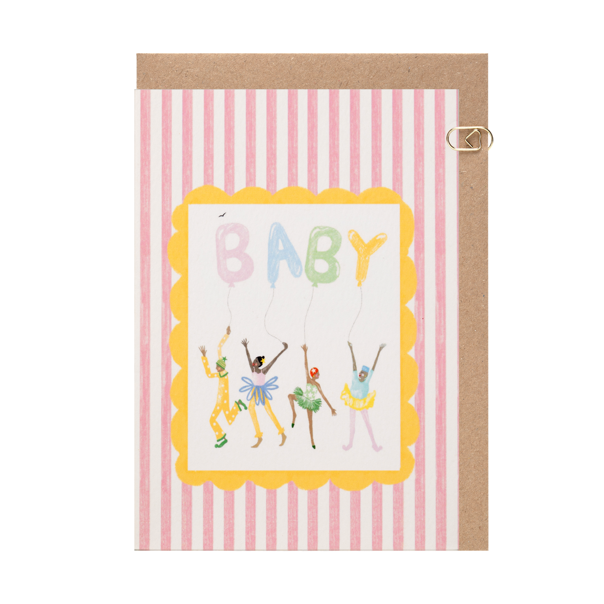 Pink Candy Stripe Baby Card