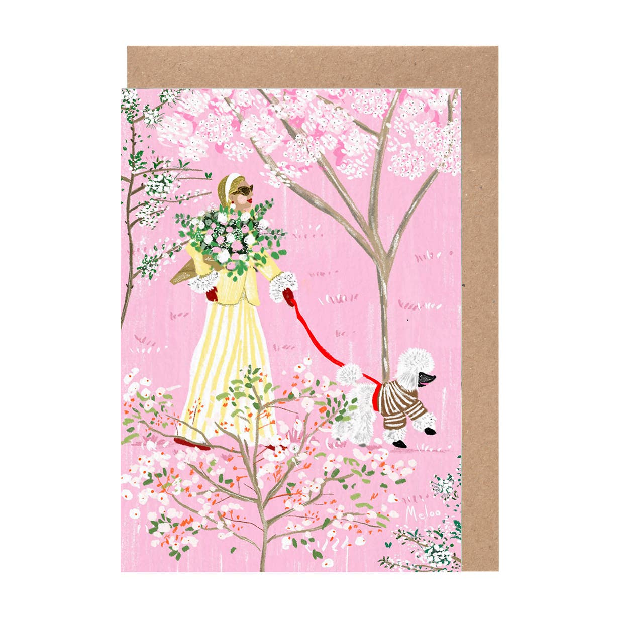 Pink Blossom Poodle Card | Mother's Day Birthday Bridal Gift