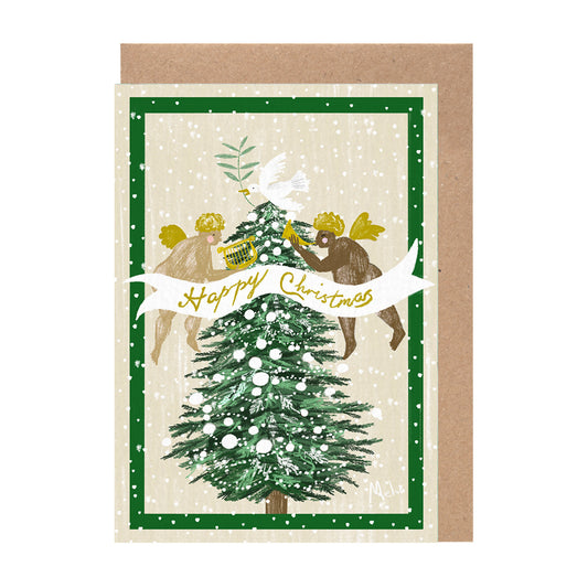 Christmas Tree Card | Funny Green Cherub Holiday Gift