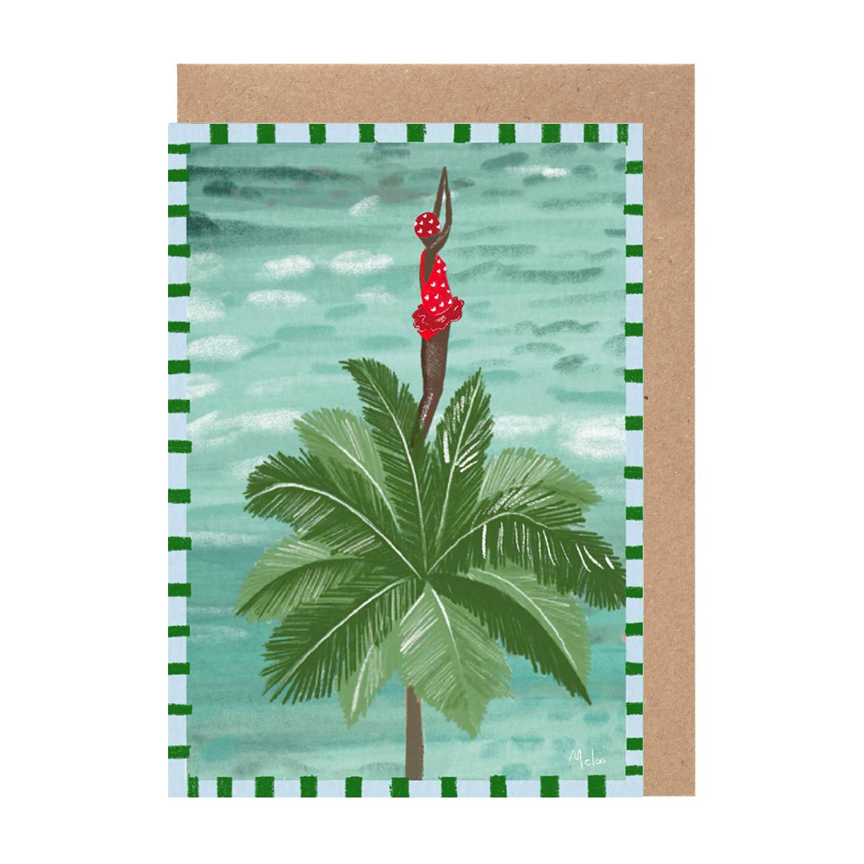 Beach Club Palm Tree Diver Card Nautical Coastal Summer Gift
