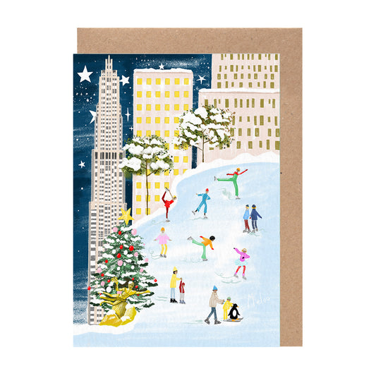 Christmas in New York Winter Skating Card | Holiday Gift