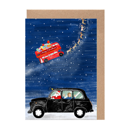 Christmas London Taxi Card | UK British Novelty Holiday Gift