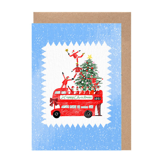 Christmas London Bus Card | UK Urban Funny Holiday Gift
