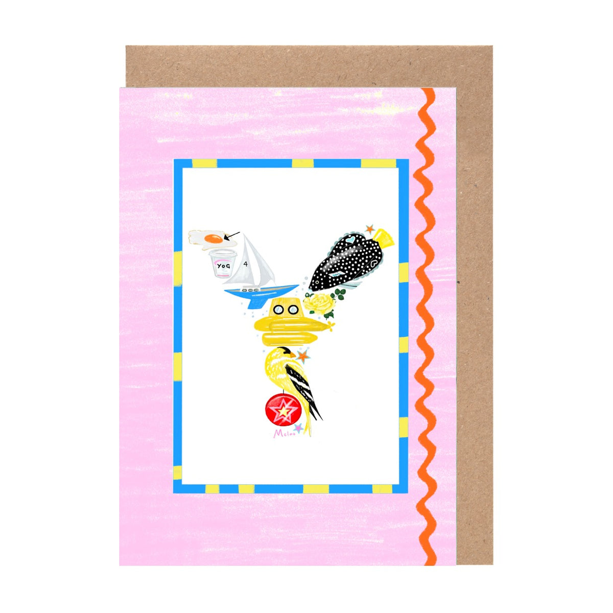 The image is a colorful and whimsical illustration featuring various cartoon-like characters and objects, including a sailboat, a bird, and a star.