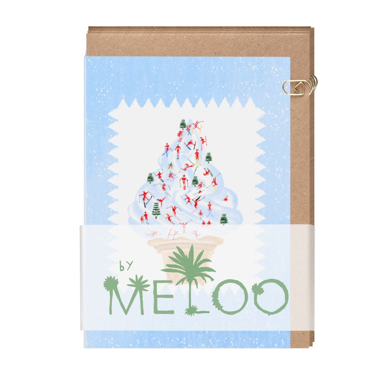 Pack of Father Christmas Ice Cream Ski Cards