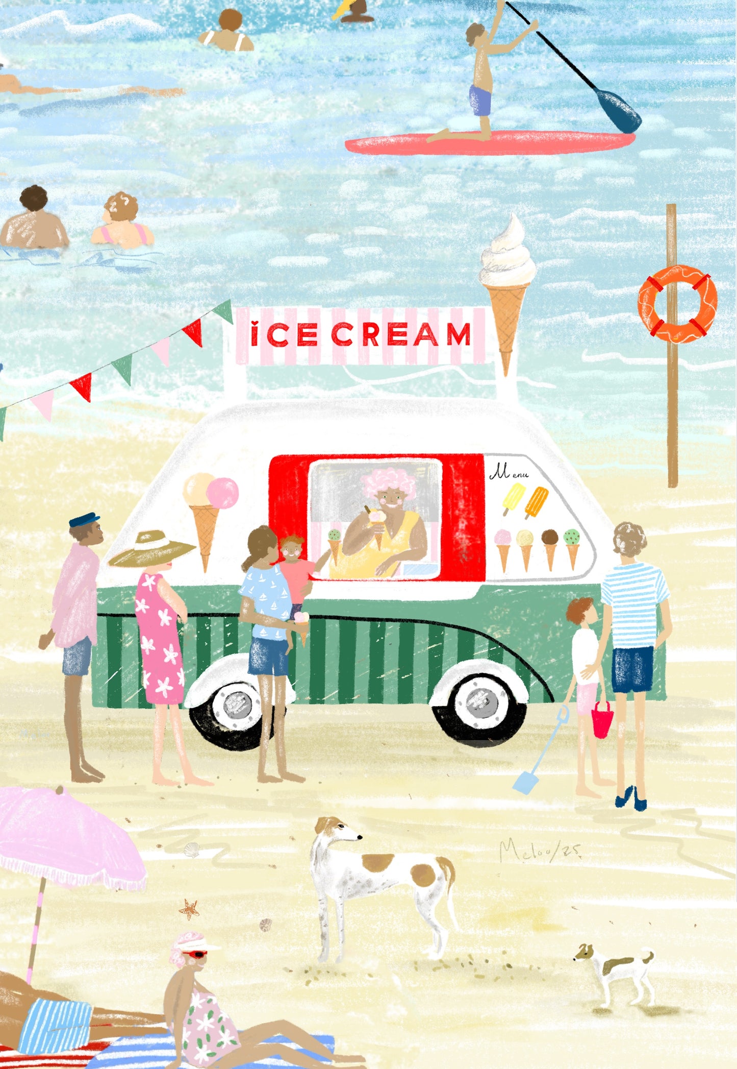 Ice Cream Van Beach Card