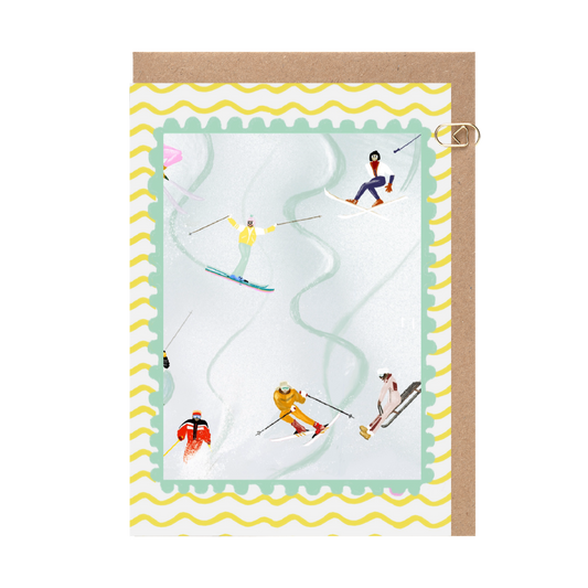 Ski Slope Green Border Card