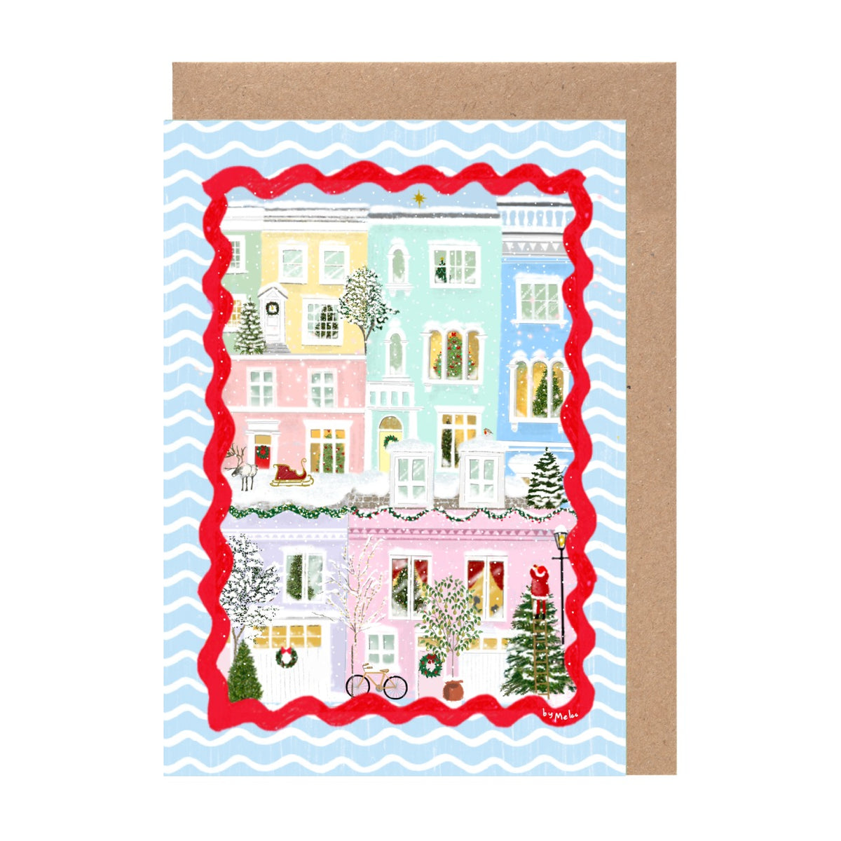 Christmas Windows Card | Festive Snowy City Houses Gift