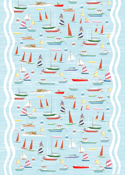 Blue Boats Wrapping Paper