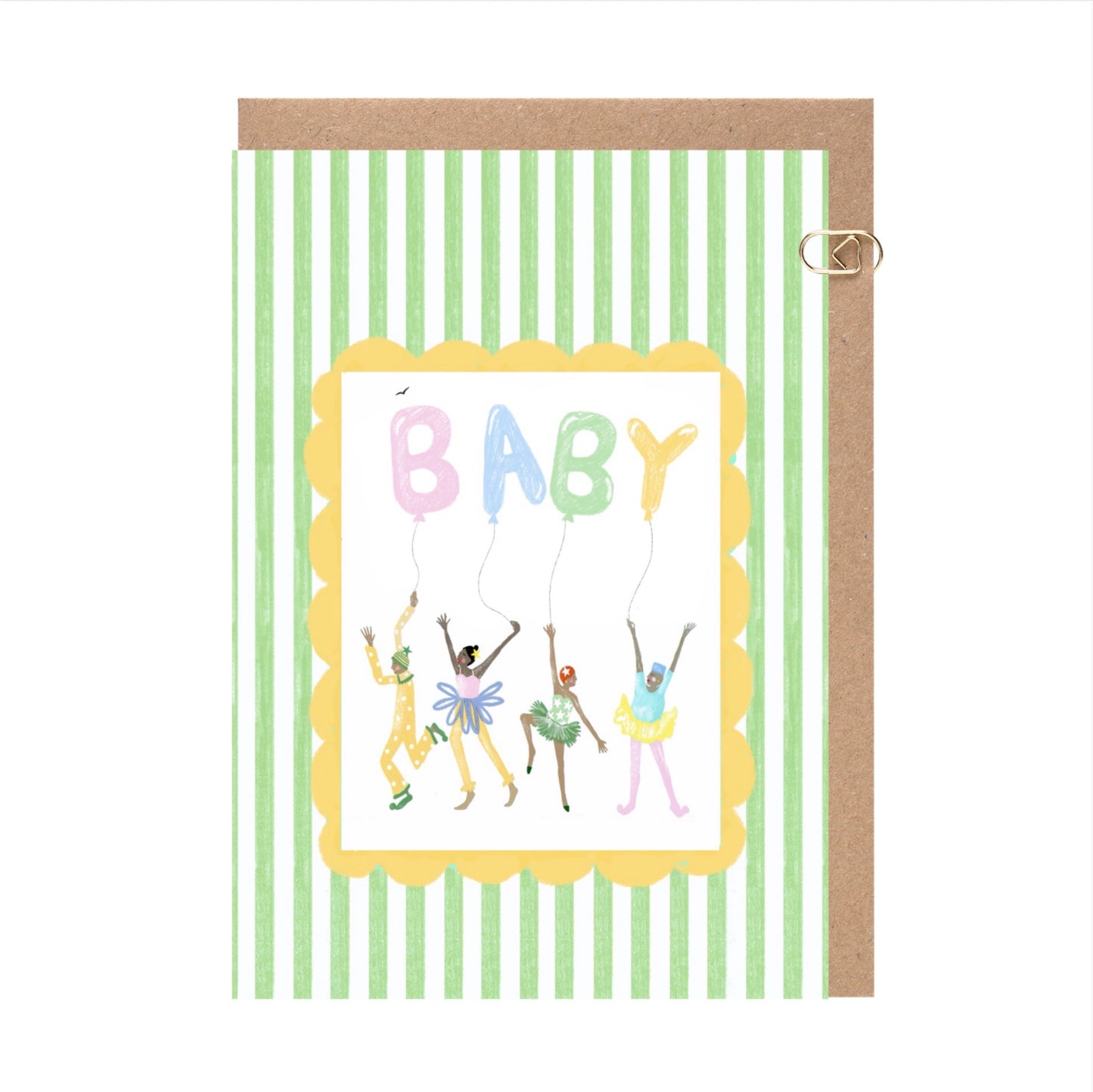 Green Candy Stripe Baby Card
