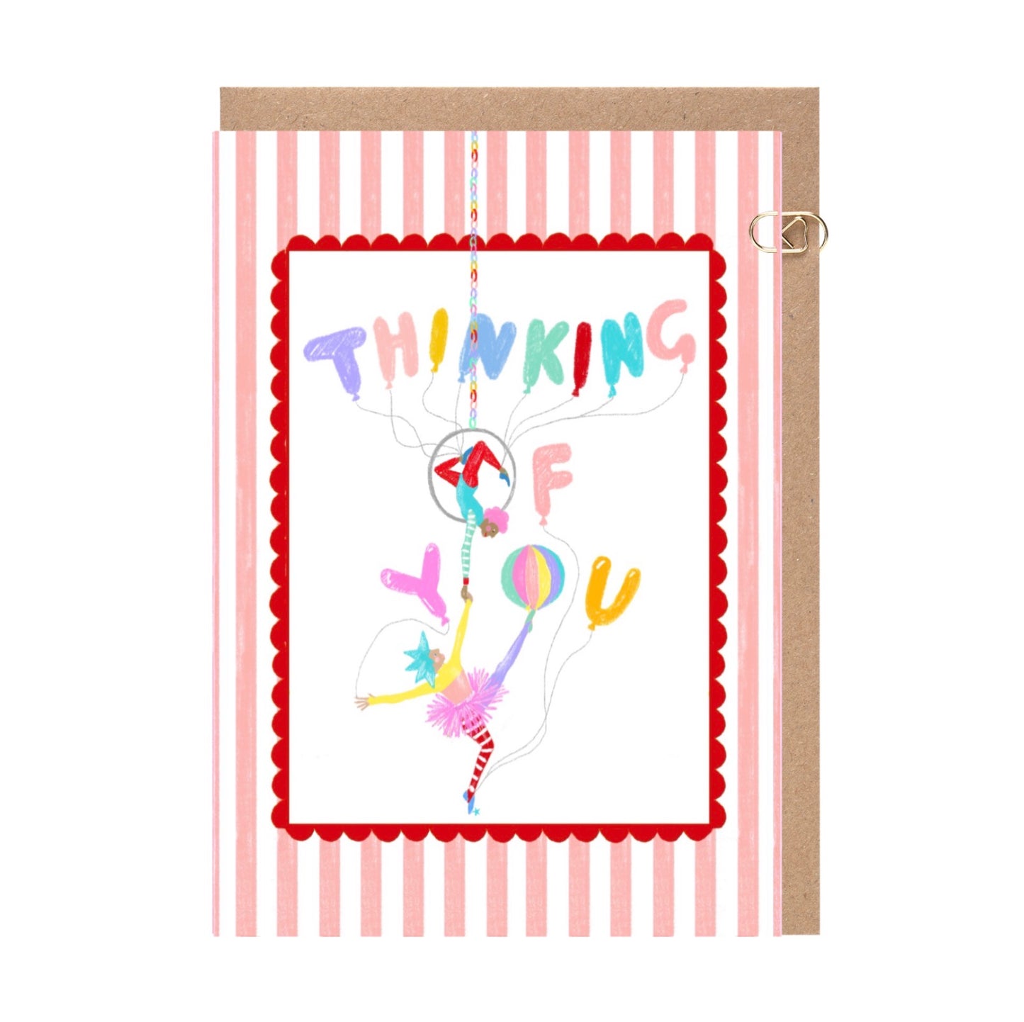 Peach Candy Stripe Thinking of You Card
