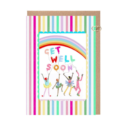 Rainbow Candy Stripe Get Well Soon Card
