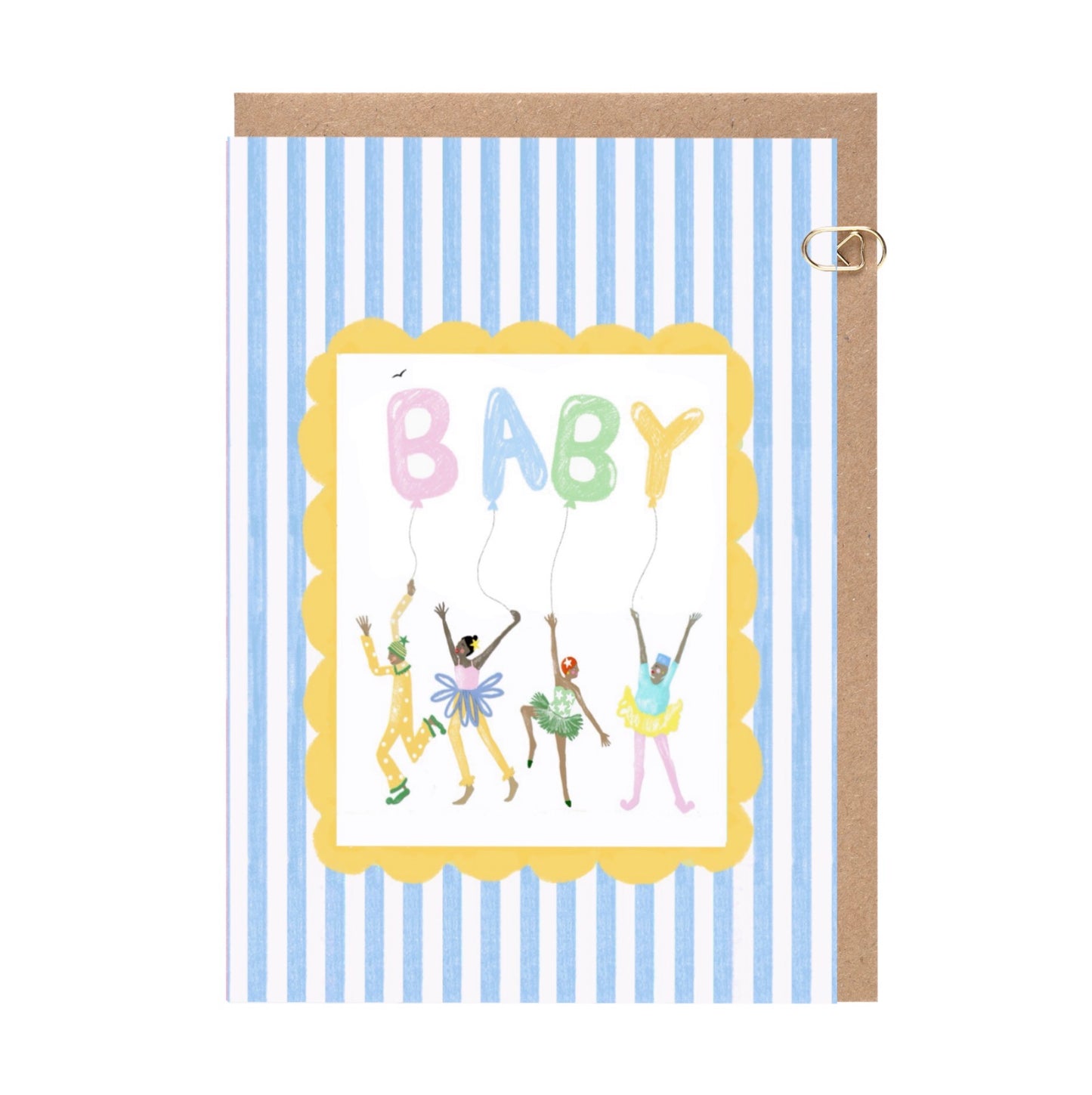 Blue Candy Stripe Baby Card