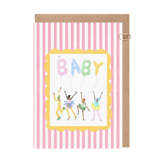 Pink Candy Stripe Baby Card