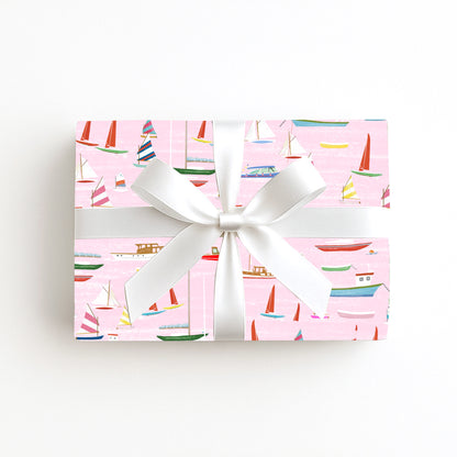 Pink Boats Wrapping Paper