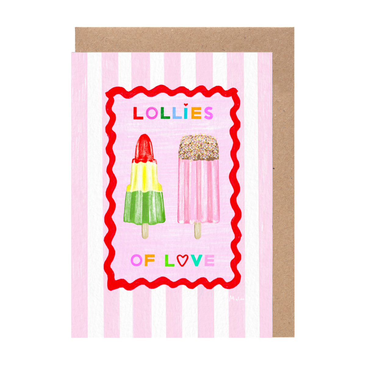 Pink Lollies of Love Card | Ice Cream Valentine Him Her Gift