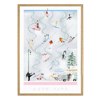 SNOW CLUB OAK FRAMED SKI PRINT