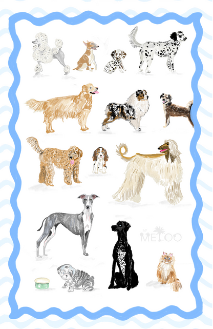 Magnificent Dogs Luxury 100% Linen Tea Towel