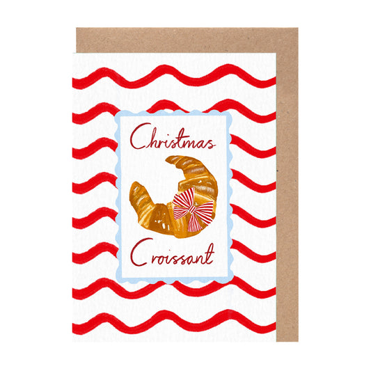 Christmas Croissant Card | Red Novelty Foodie Holiday Gift