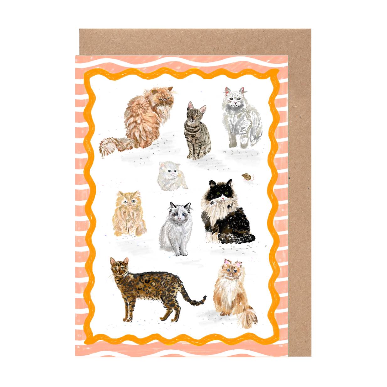 The image is a collage of various cat illustrations, including different breeds and colors, arranged in a visually appealing manner.