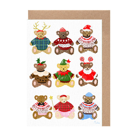 Christmas Teddy Bears Card | Novelty Kids Toy Holiday Gift