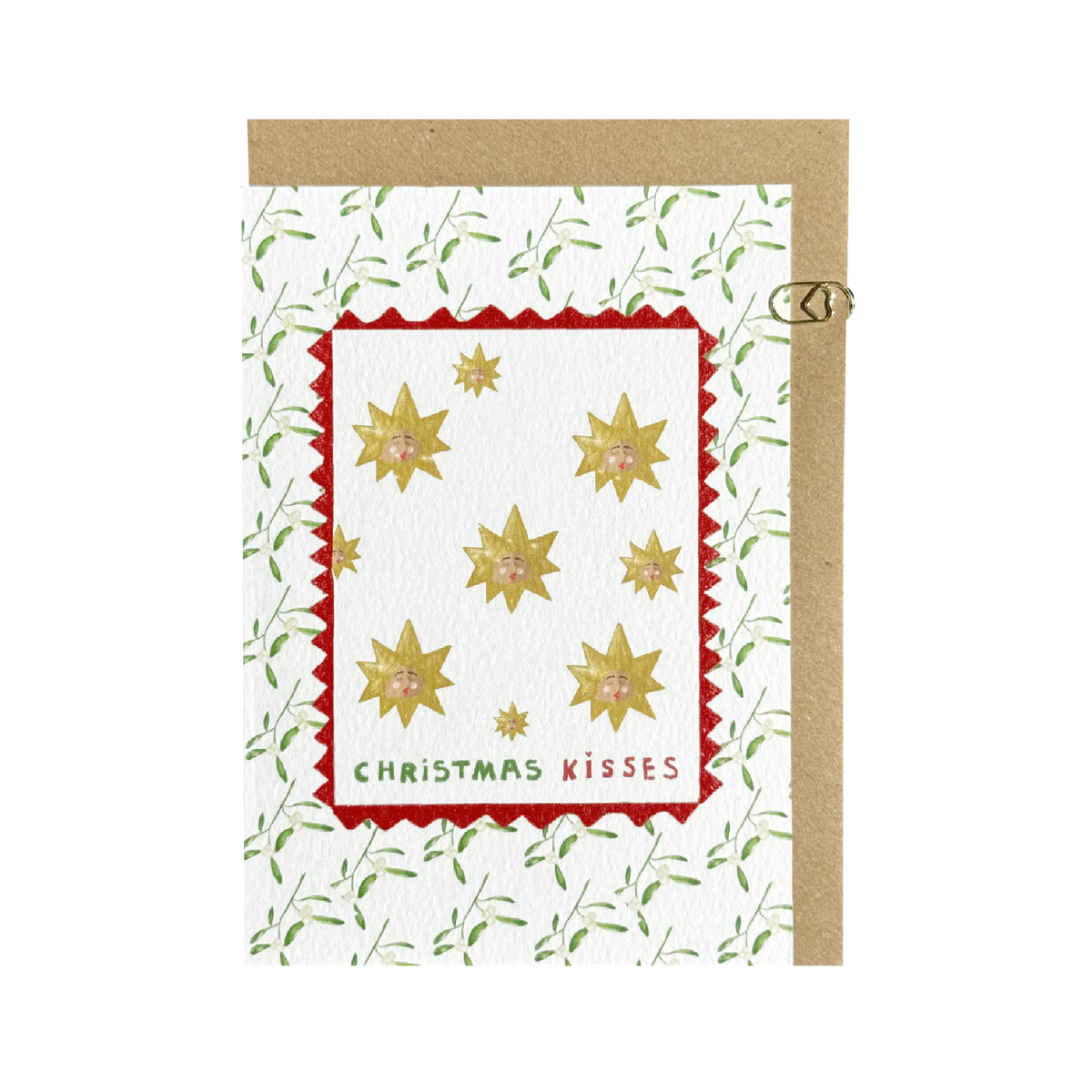Christmas Mistletoe ‘Kisses’ Celestial Stars Card